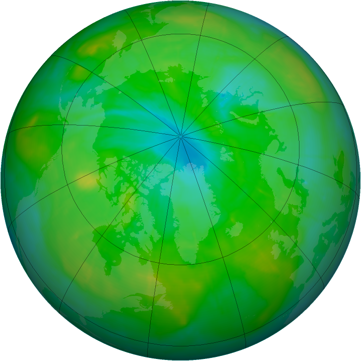 Arctic ozone map for 16 July 2009